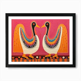 Swan 2 Folk Style Animal Illustration Art Print