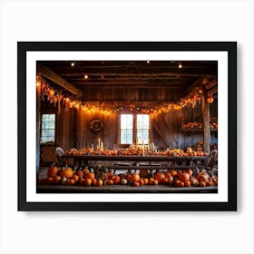 A Traditional Rural Barn Decked Out For An October Thanksgiving Festival Nostalgic Wooden Beams Glo (3) 1 Art Print