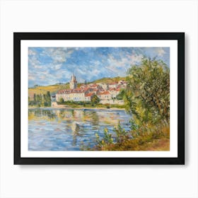 Village Lakeside Dreams Painting Inspired By Paul Cezanne Art Print