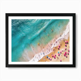 Aerial View Beach Club Pink Umbrellas Summer Photography Art Print