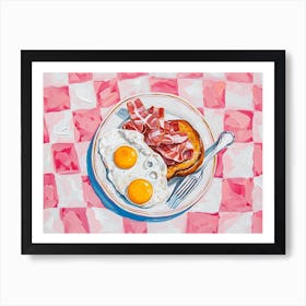 Eggs Bacon & Toast Pink Checkerboard Art Print