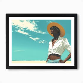 Illustration of an African American woman at the beach 12 Art Print