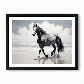 A Horse Oil Painting In Maldives Beaches, Maldives, Landscape 4 Art Print