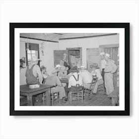 Game Of Dominoes In Back Room Of Bar, Saint Louis, Oklahoma, Oil Field Workers By Russell Lee Art Print