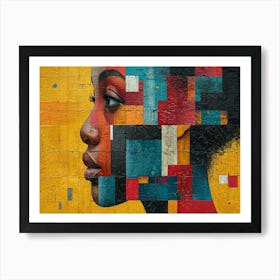 Colorful Chronicles: Abstract Narratives of History and Resilience. Woman'S Face 1 Art Print