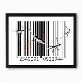 Funny Barcode Animals Art Illustration In Painting Style 120 Art Print