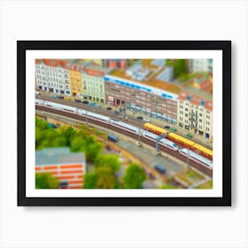 Aerial View Of Berlin Skyline With S Bahn Tracks Rapid Train And Colorful Buildings Art Print