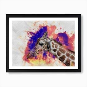 A Nice Giraffe Art Illustration In A Painting Style 07 Art Print