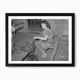 Wife Of Tenant Farmer Freezing Ice Cream On Porch Of Her Home Near Warner, Oklahoma By Russell Lee Art Print