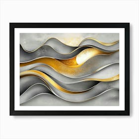 Abstract Gold And Silver Wave Painting Art Print