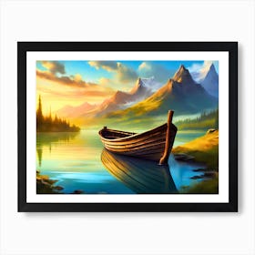 Boat In The Lake Art Print