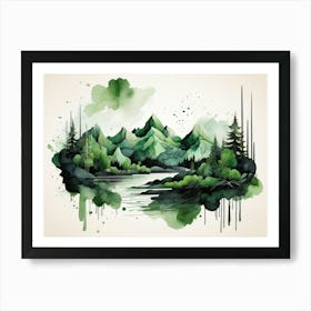 Watercolor Landscape Painting 2 Art Print