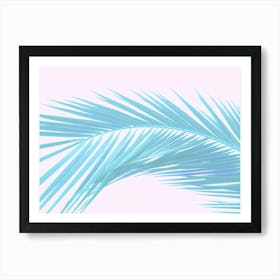 Minimal Abstract Dreamy Palm leaf pastel Blue on Pink Art Print