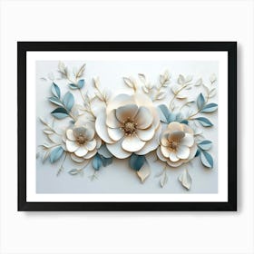 3d Artwork Illustration Flowers White 1 Art Print