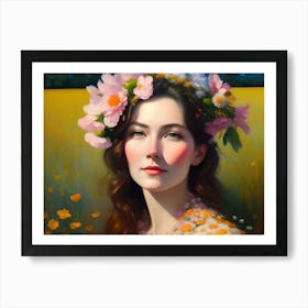 Lady With Flowers In Hair 2 Art Print