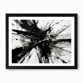 Chaos Abstract Black And White 1 Art Print