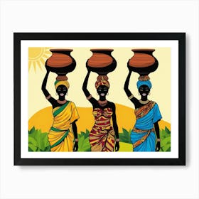 African Women Holding Pots Affiche