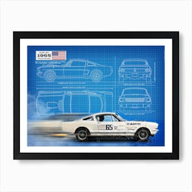 Shelby Mustang 350GT, Blueprint Art Print