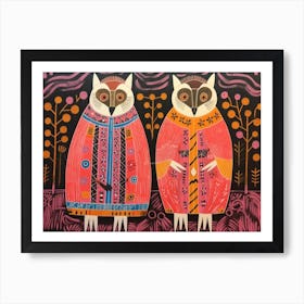 Lemur 2 Folk Style Animal Illustration Art Print