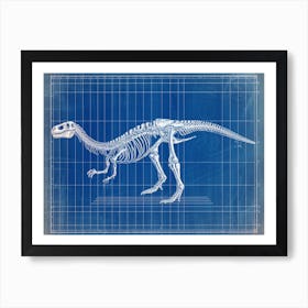 Gallimimus Skeleton Hand Drawn Blueprint 3 Art Print