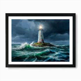 Lighthouse In The Sea Art Print