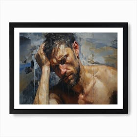 Man With His Head Down Art Print