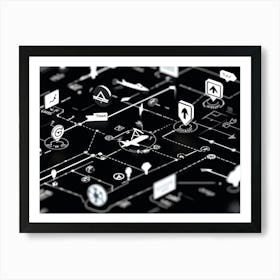 A Detailed Graphic Illustration Of Global Positioning System Icons And Symbols Floating Seamlessly 2 1 Art Print