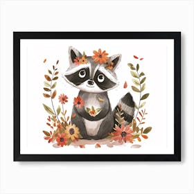 Little Floral Raccoon 2 Art Print