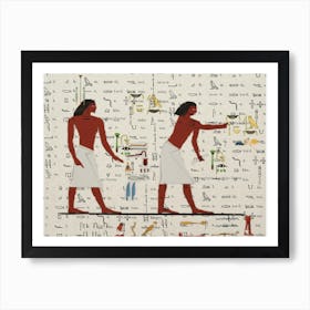 Egyptian Hieroglyphs Men Worker Slaves Retro Vintage Art Print