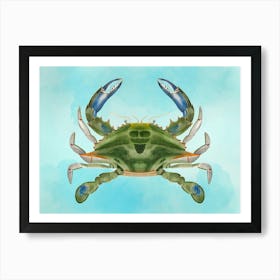 James Ellsworth De Kay Blue Crab On A Watercolor Background Art Print