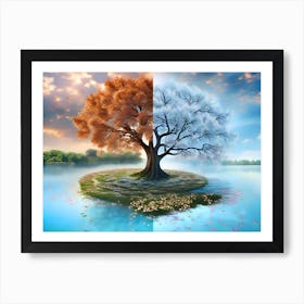 Two Trees In The Water Art Print