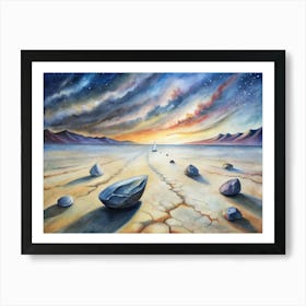 A Poster Of The Sailing Stones Moving Mysteriously Art Print