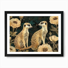 Floral Animal Illustration Meerkat 3 Art Print