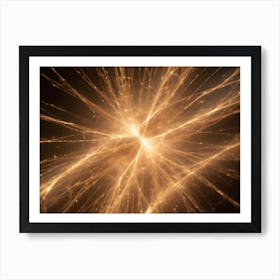 Abstract Image With Glowing, Golden Lines Radiating From A Central Point, Resembling A Cosmic Explosion Or Energy Field Art Print