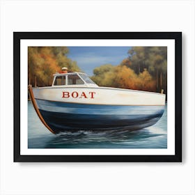 Boat on the see art print Art Print