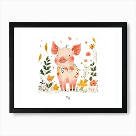 Little Floral Pig 3 Poster Art Print