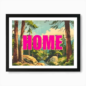 Pink And Gold Home Poster Retro Wooded Pines 4 Art Print