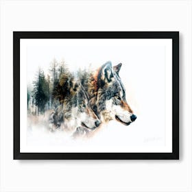 Wolf Outline - Wolf Aesthetic Art Print