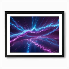 Abstract Image Of Blue And Purple Lightning Bolts, Creating A Sense Of Energy And Power Art Print