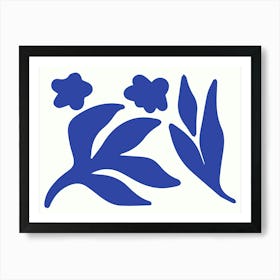 Blue Flowers And Leaves Art Print