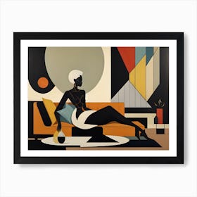 Woman Sitting On A Couch Art Print