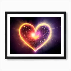 A Colorful Glowing Heart On A Dark Background Horizontal Composition Art Print