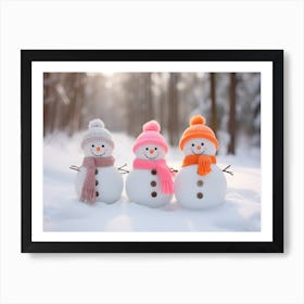 Snowmen In The Woods Art Print