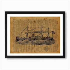 Steam Boat On Rough Waters Art Print