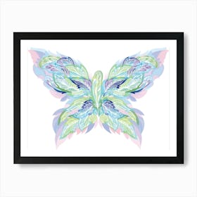 Vector Boho Style Shape Made Of Feathers 1 Art Print