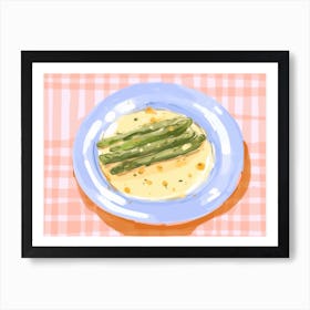 A Plate Of Asparagus, Top View Food Illustration, Landscape 1 Art Print