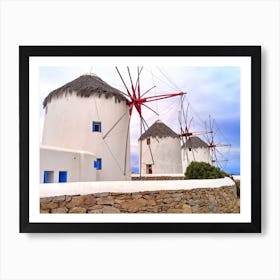 Windmills In Mykonos (Greece Series) Art Print
