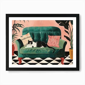 Cat On The Couch 2 Art Print