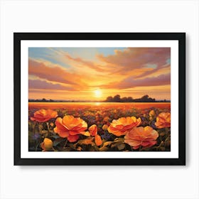 Sunset Poppy Field 2 Art Print