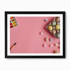 Easter Eggs On Pink Background 9 Art Print